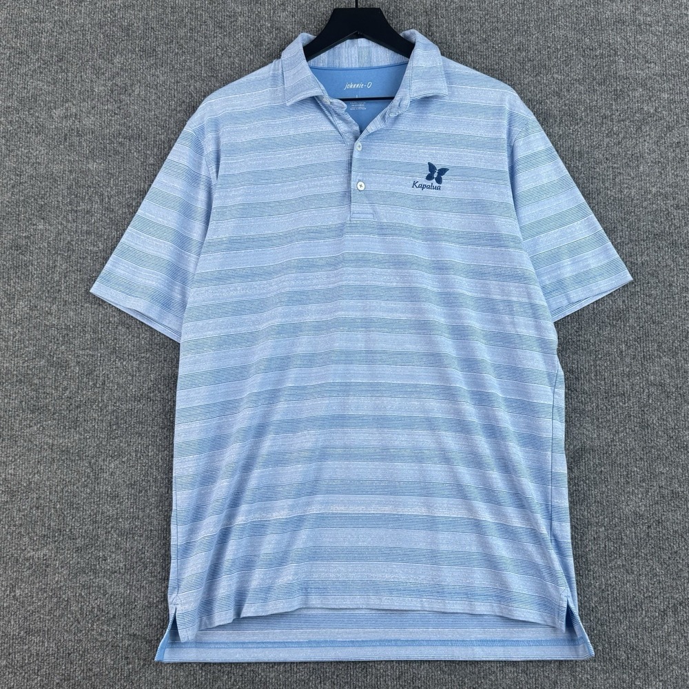 Johnnie O Performance Polo Shirt Mens L Blue Heather Kapalua Golf Short Sleeve